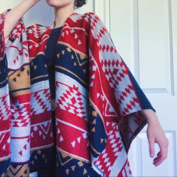 Multicoloured Wool Poncho - Picture 2 of 3